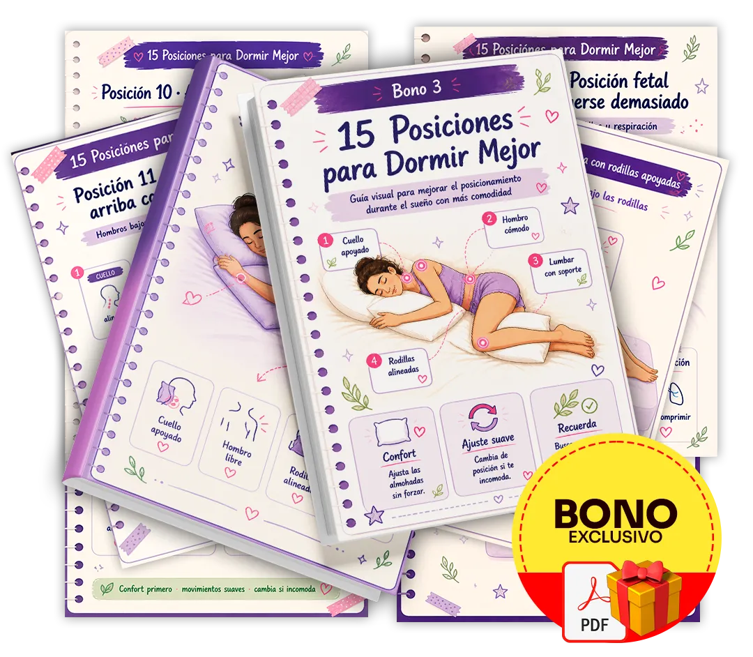 Mockup del bono 15 Posiciones para Dormir Mejor y Despertar con Menos Dolor